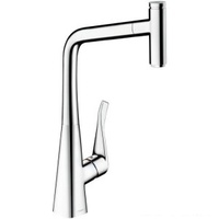 HANSGROHE Metris Select Смеситель для кухни, однорычажный, с кнопкой управления и выдвижной лейкой