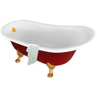 Отдельностоящая акриловая ванна Atlantis С-3015 красная (ноги золото)[lang|ua]Окремостояча акрилова ванна Atlantis С-3015 червона (ноги золото)